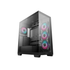 Gabinete DeepCool CG580 4F negro con cristal panorámico y cuatro ventiladores ARGB encendidos