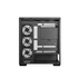 Gabinete DeepCool CG580 4F negro en perspectiva frontal con tres ventiladores ARGB laterales