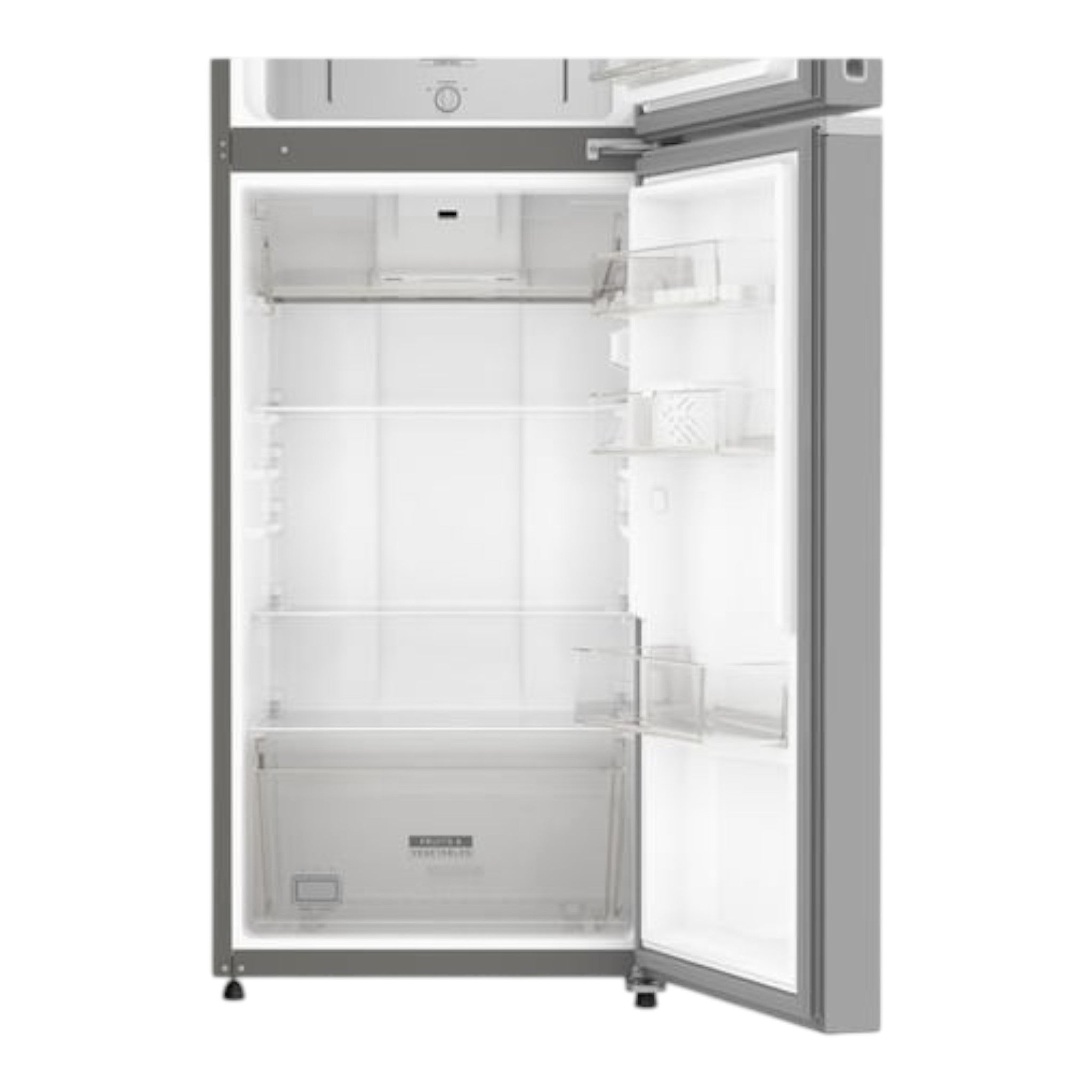 Refrigerador Whirlpool Top Mount WT1331D de acero inoxidable con dispensador de agua y parrillas de cristal templado.
